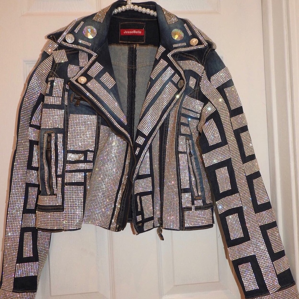 Handmade bedazzled denim jacket